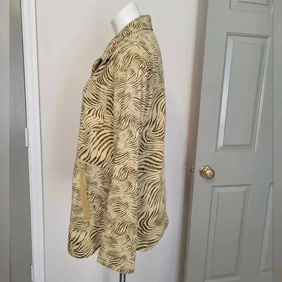Pilcro Anthropologie Zebra Animal Print Lightweight Cotton Button Up Jacket(M) - Picture 3 of 11